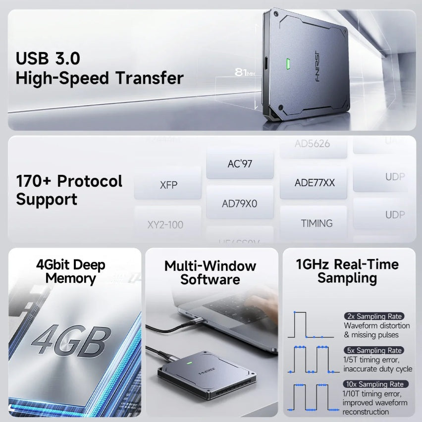 FNIRSI DLA-16 Plus 16 Channel 1GHz Logic Analyzer - USB 3.0