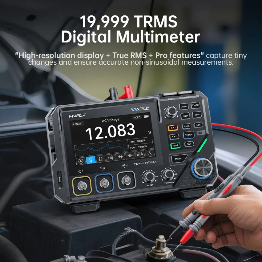 FNIRSI 2D15P 3-in-1 Benchtop 2CH 100MHz Phosphor Oscilloscope Multimeter