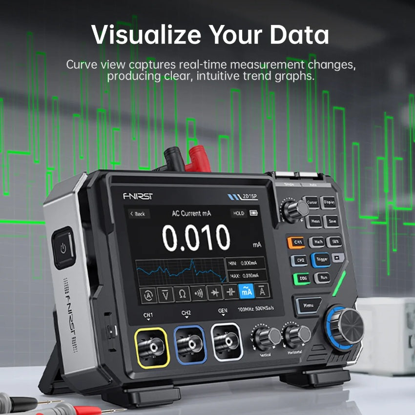 FNIRSI 2D15P 3-in-1 Benchtop 2CH 100MHz Phosphor Oscilloscope Multimeter