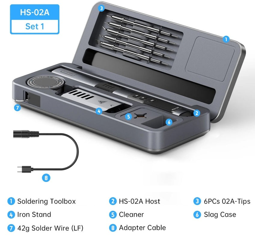 FNIRSI HS-02A Intelligent Soldering Iron with Toolbox & EU Charger
