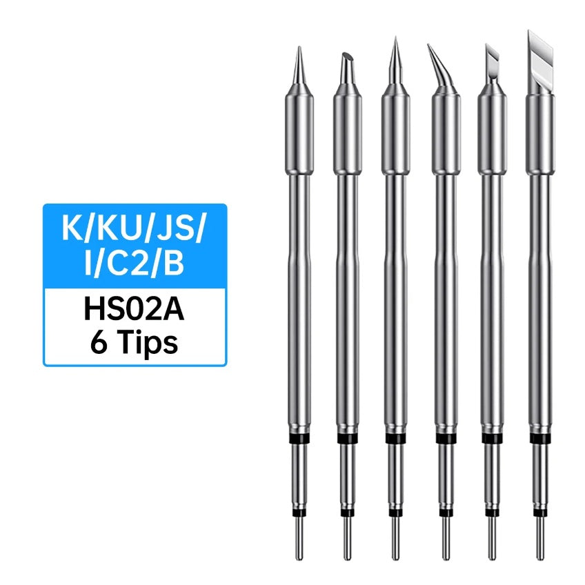FNIRSI HS-02A Replacement Soldering Tips (K / KU / JS / I / C2 / B)
