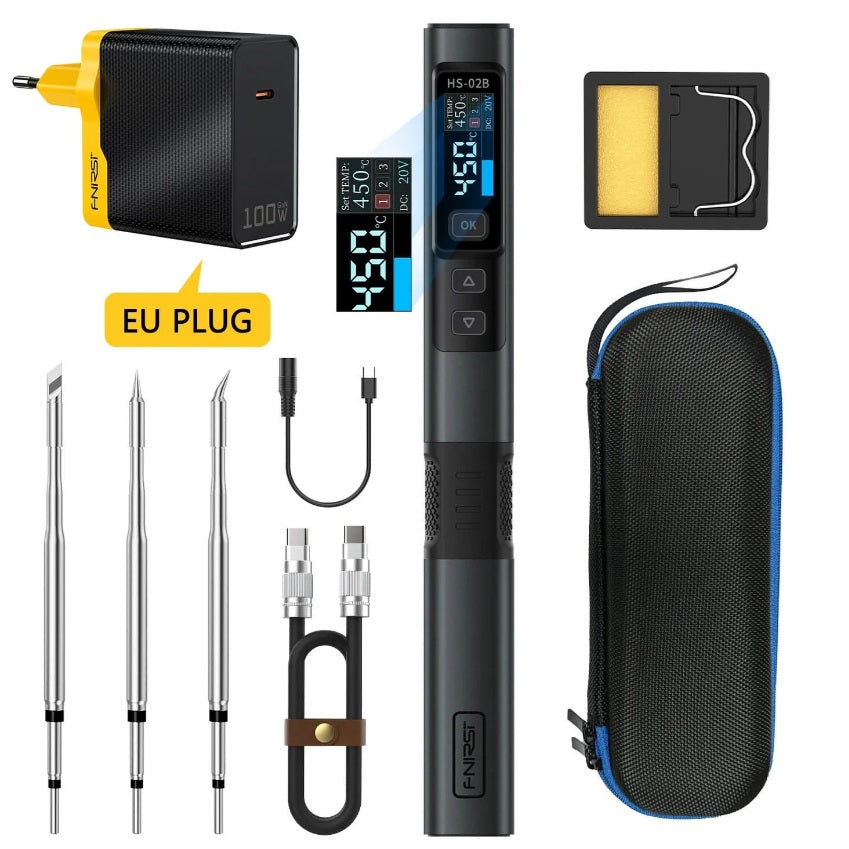 FNIRSI HS-02B Intelligent Soldering Iron with Carrying Bag & EU Charger