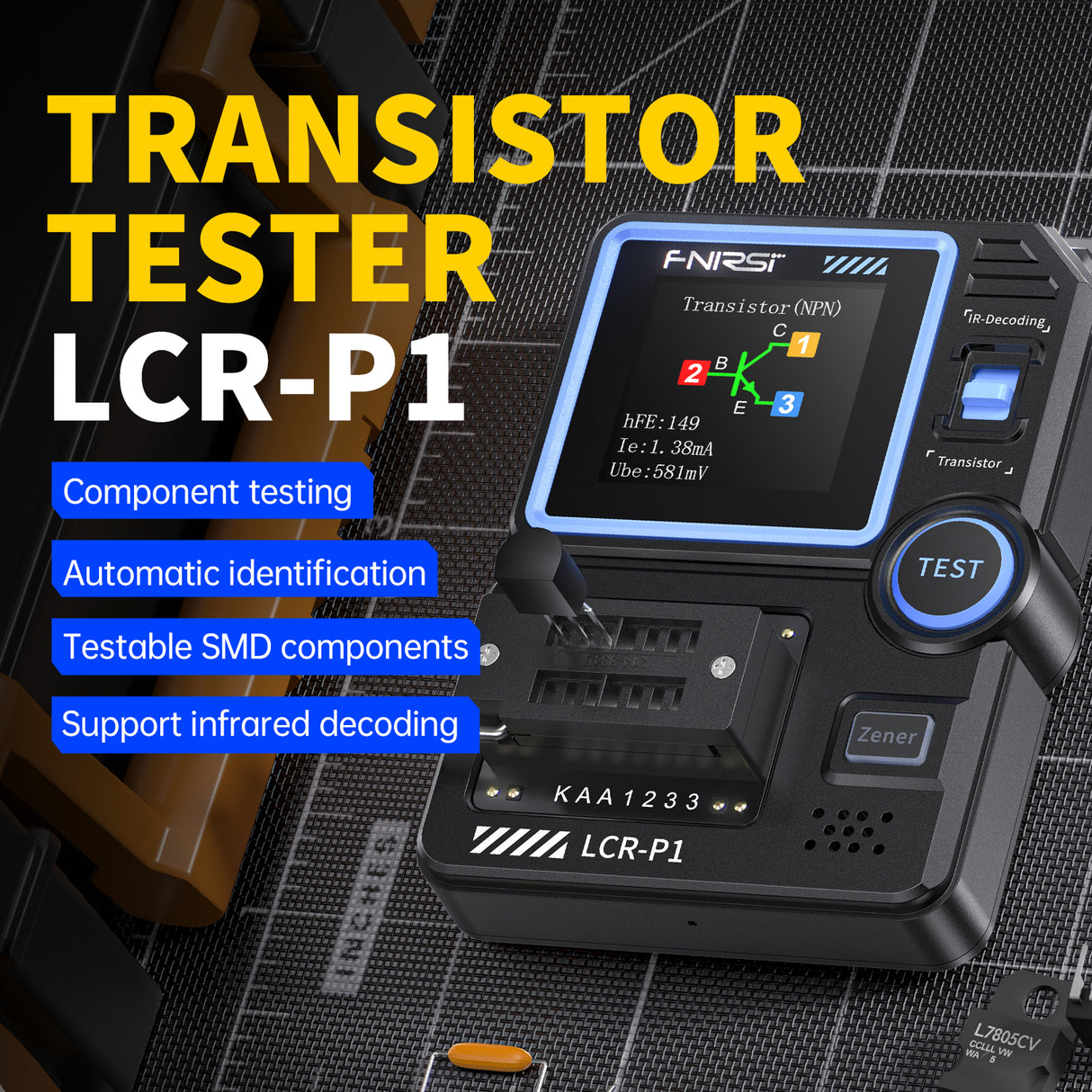 FNIRSI LCR-P1 Multifunction LCR & Transistor Capacitor Tester