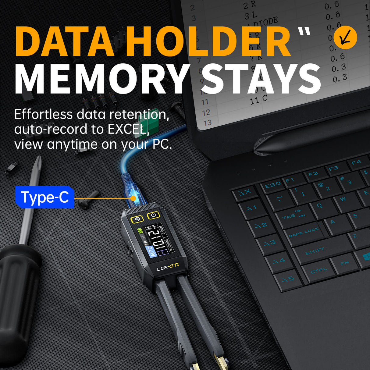 FNIRSI LCR-ST1 Precision Mini Smart Digital Tweezer LCR SMD & ESR Tester