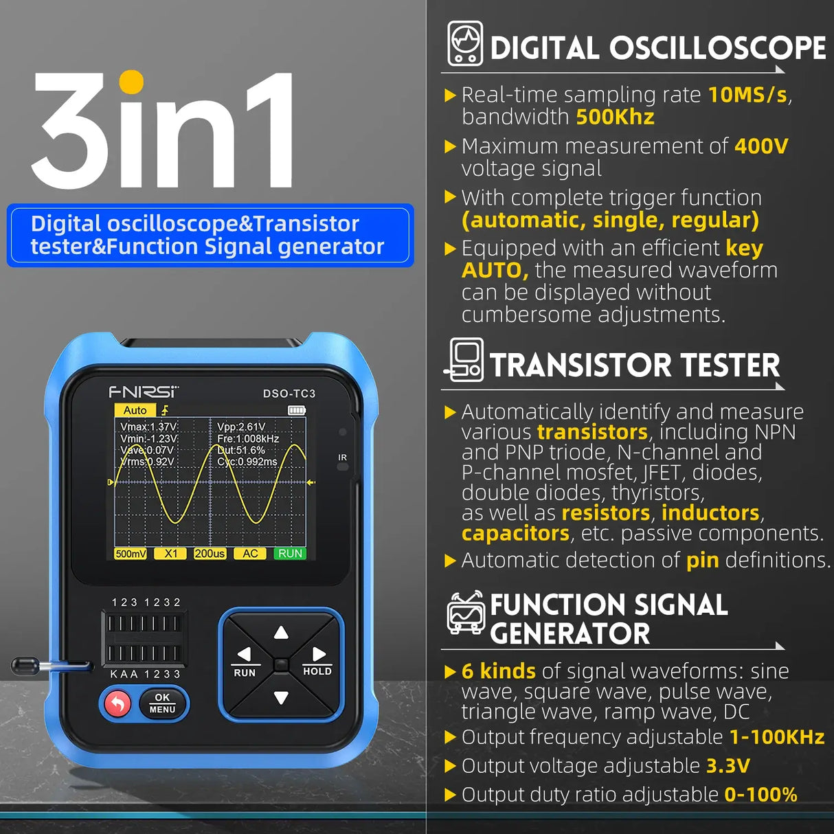Digital Oscilloscope & Transistor Tester