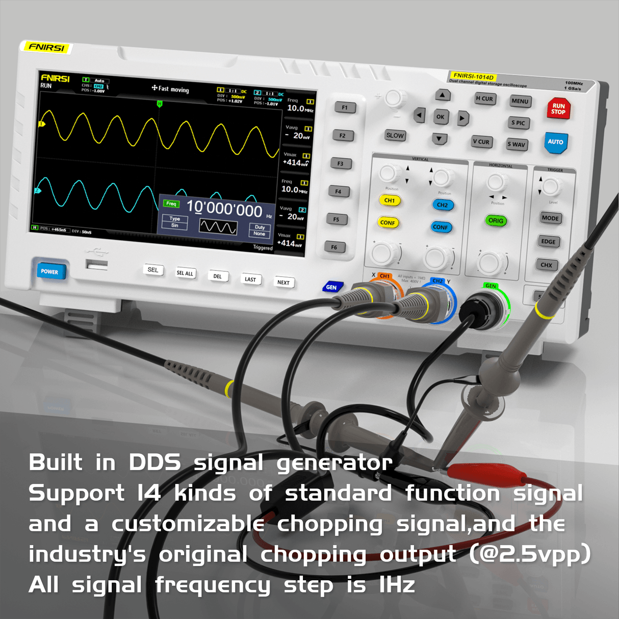 FNIRSI 1014D 2-IN-1 Dual Channel 100MHz 1GS/s Digital Oscilloscope & Signal Generator
