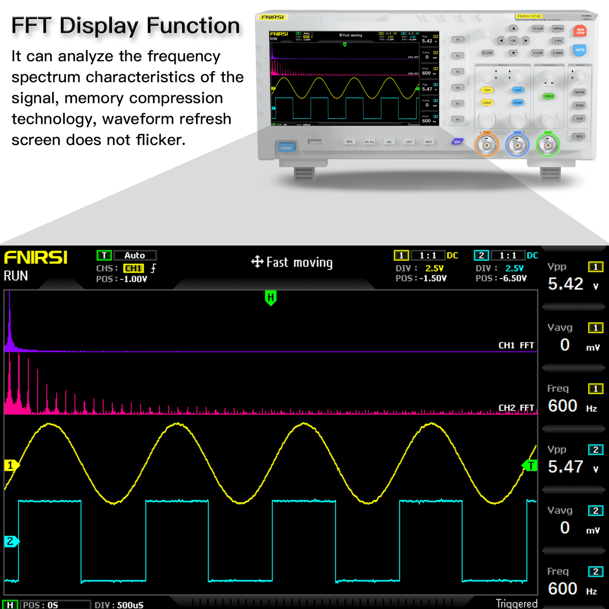FNIRSI 1014D 2-IN-1 Dual Channel 100MHz 1GS/s Digital Oscilloscope & Signal Generator
