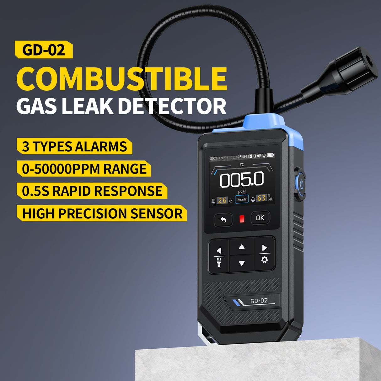 FNIRSI GD-02 - Color Screen Combustible Gas Detector