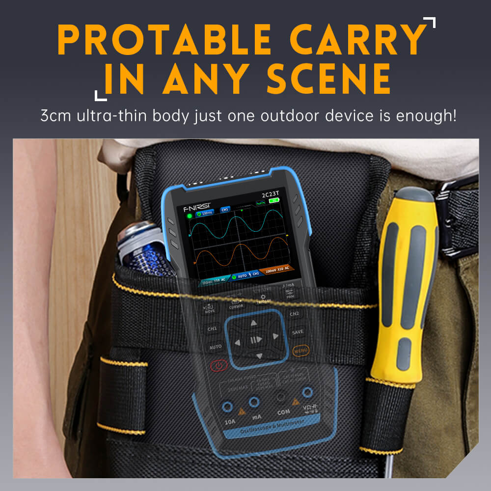 FNIRSI 2C23T Handheld Dual Channel 3-in-1 Oscilloscope & Multimeter & DDS Signal Generator