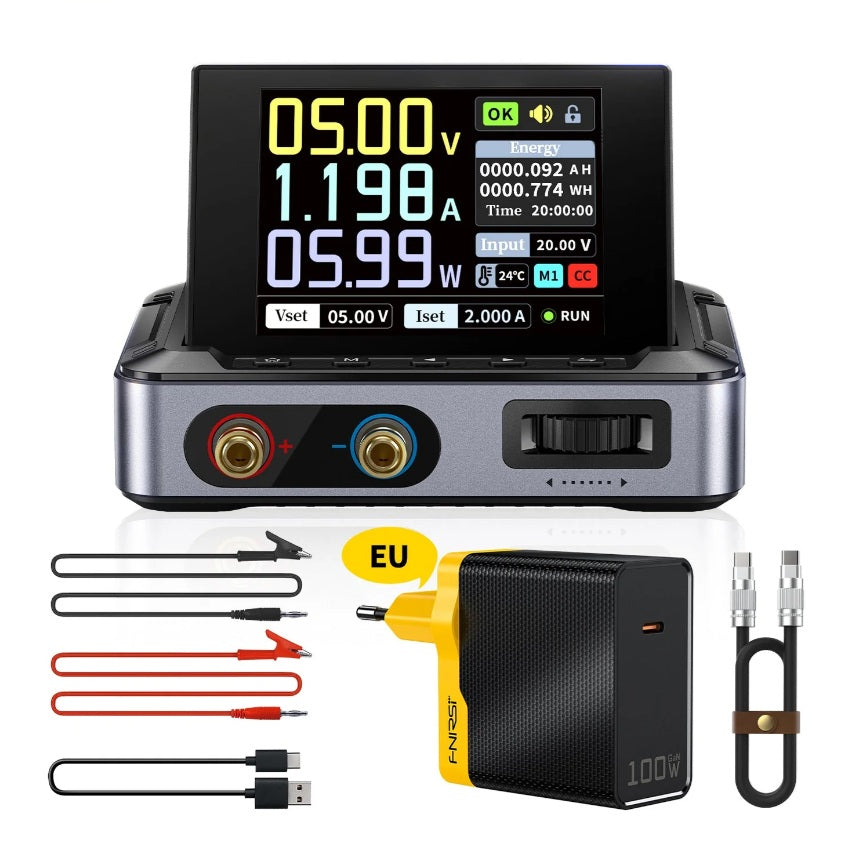FNIRSI DPS-150 Programmable DC Power Supply (0–30V, 5A, 150W) with EU Charger