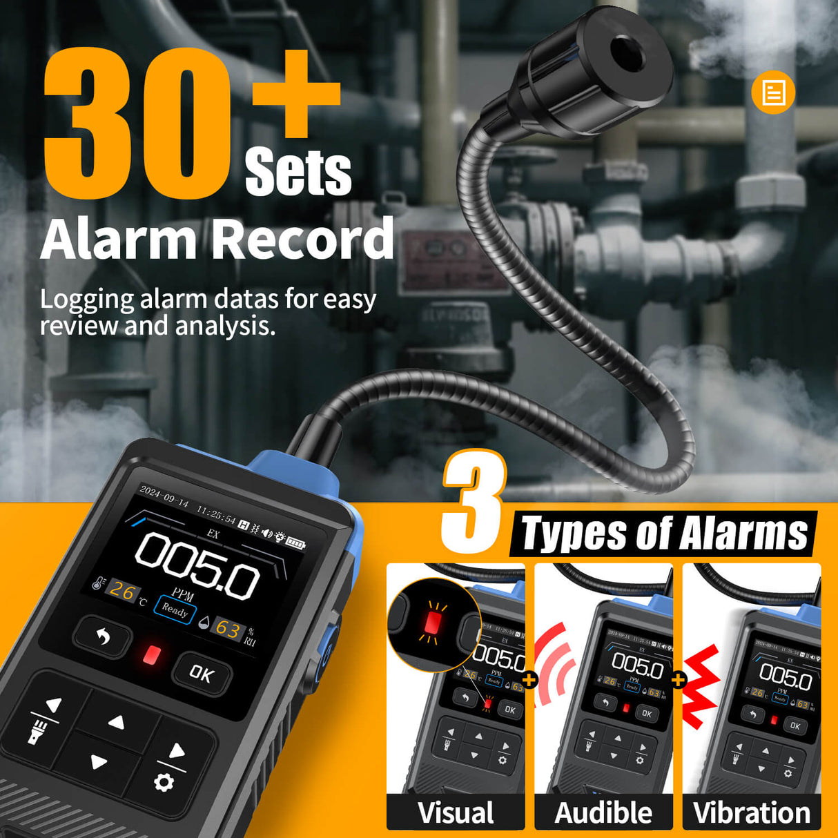 FNIRSI GD-02 Portable Combustible Gas Detector Color Screen