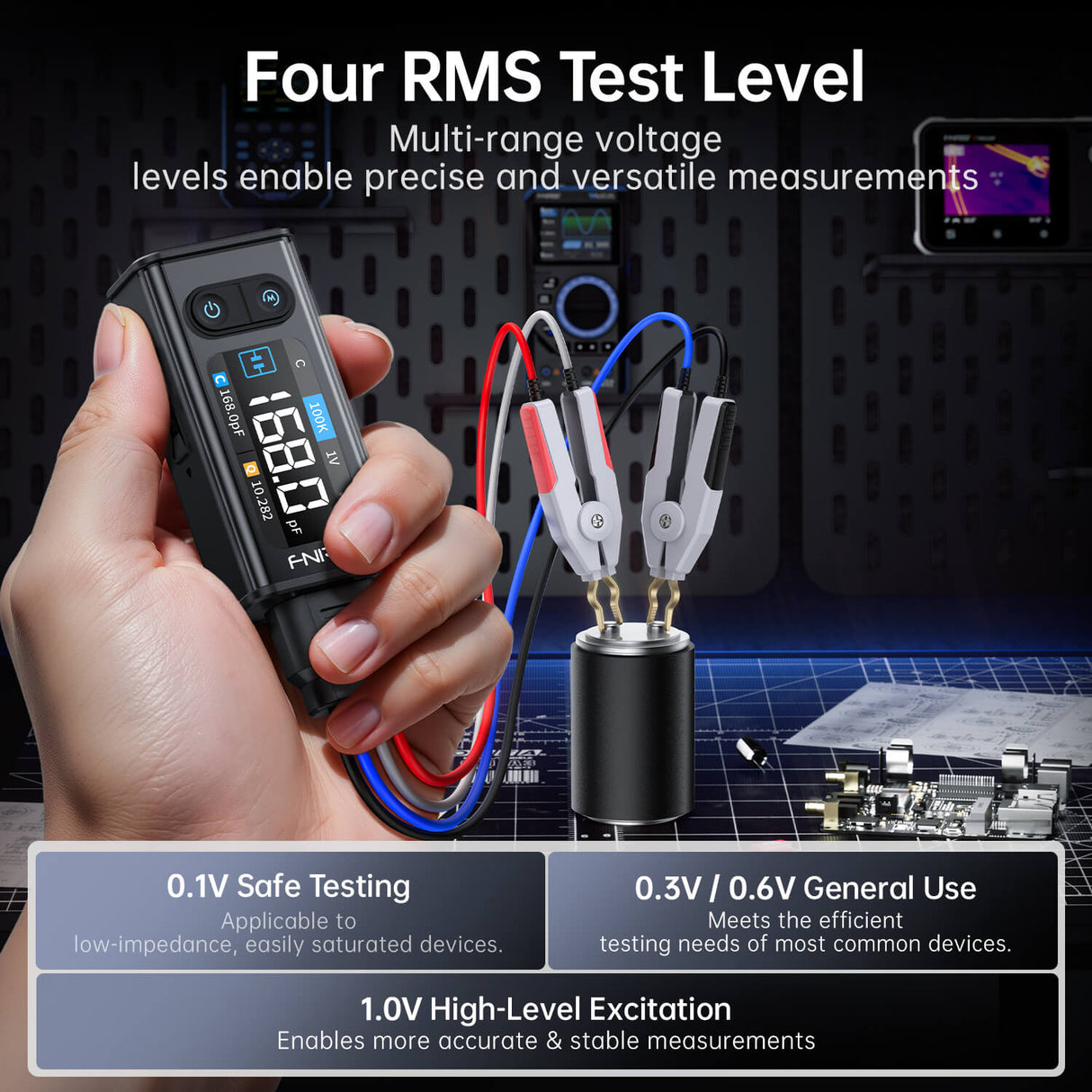 FNIRSI LCR-ST2 Plus LCR & ESR Meter 2-in-1 Digital Tweezers Bridge
