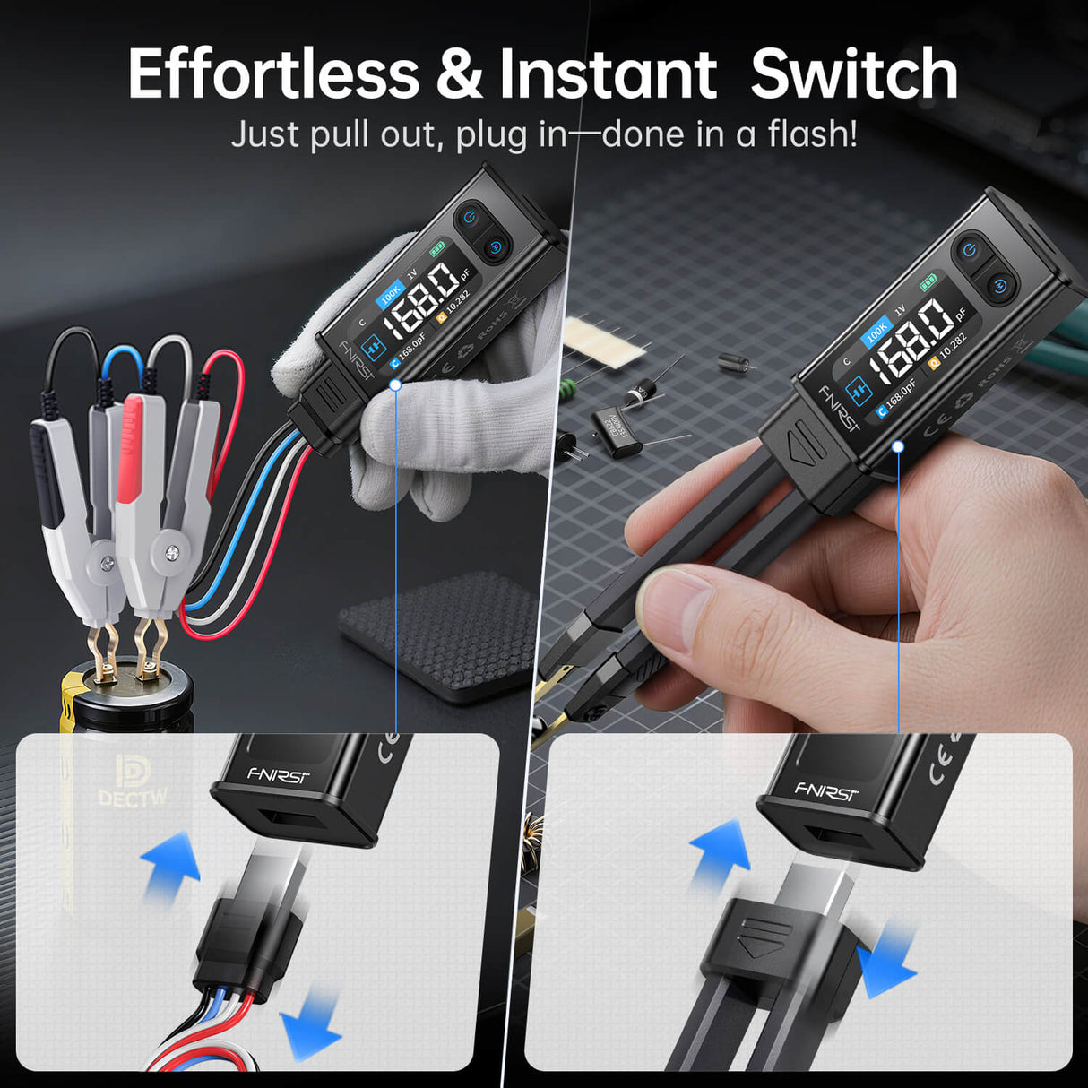 FNIRSI LCR-ST2 Plus LCR & ESR Meter 2-in-1 Digital Tweezers Bridge