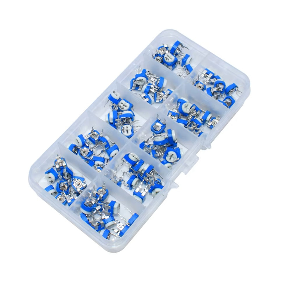 Potentiometer Kit Carbon Film Horizontal 100pcs - Adjustable Resistors Set for Arduino & Electronics