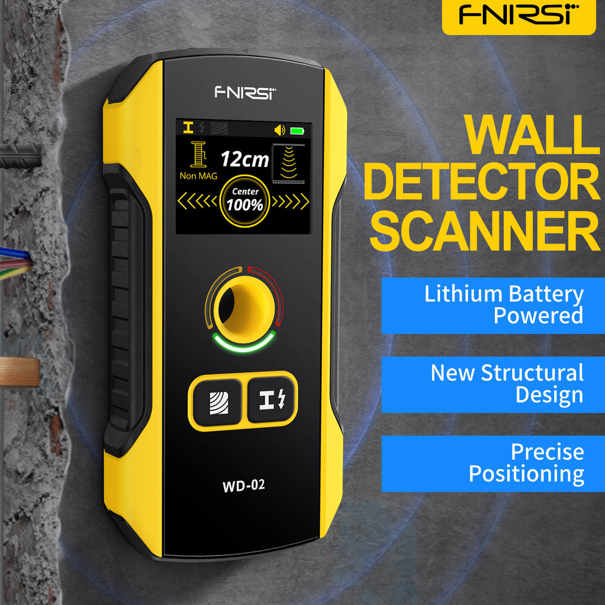 FNIRSI WD-02 Wall Detector Scanner - Metal, Wood & Live Wire Detector
