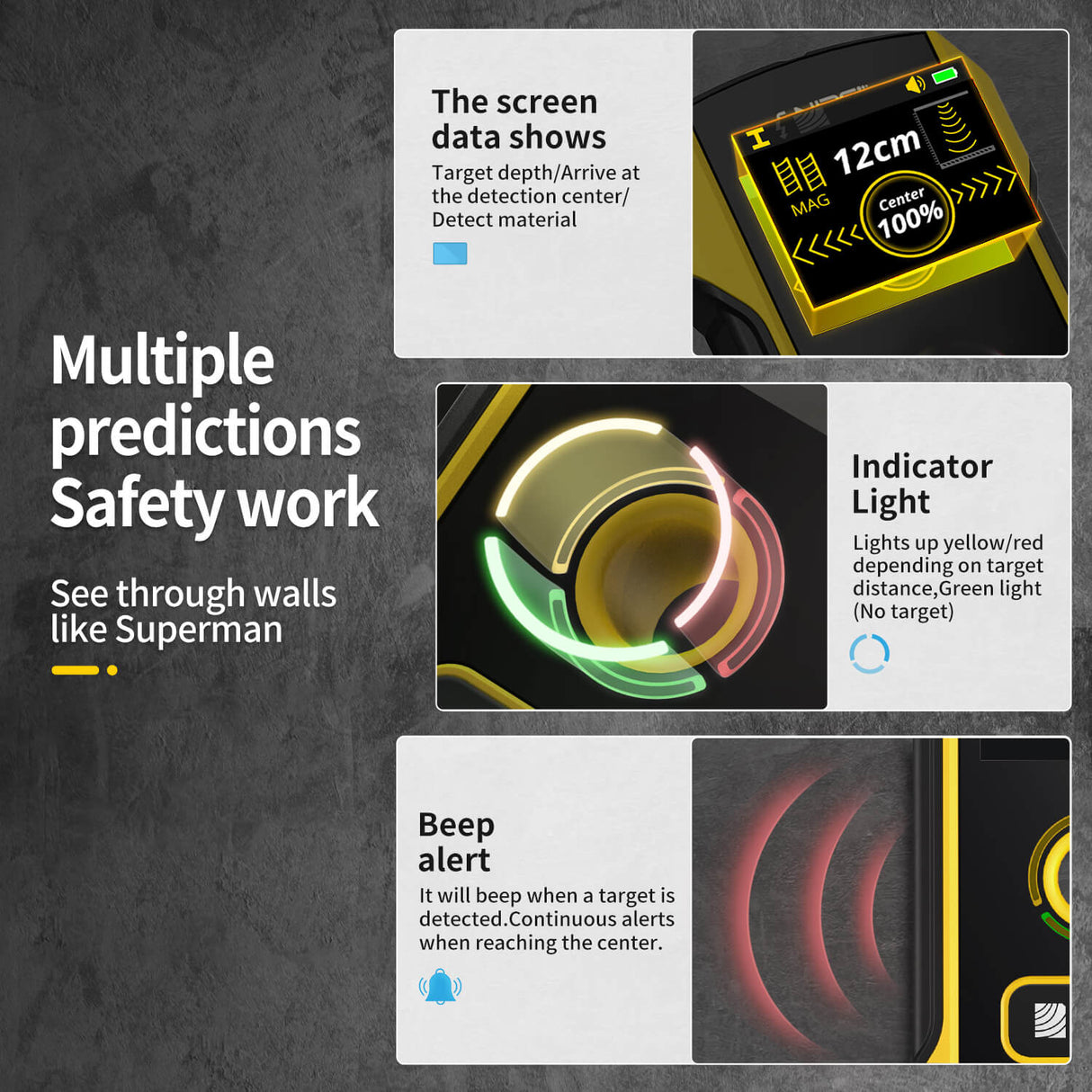 FNIRSI WD-02 Wall Detector Scanner - Metal, Wood & Live Wire Detector