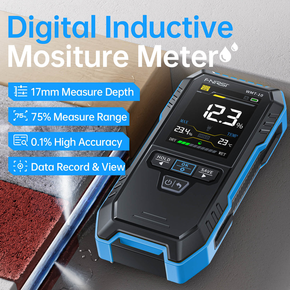 FNIRSI WMT-10 Non Contact Inductive Wood & Wall Moisture Meter